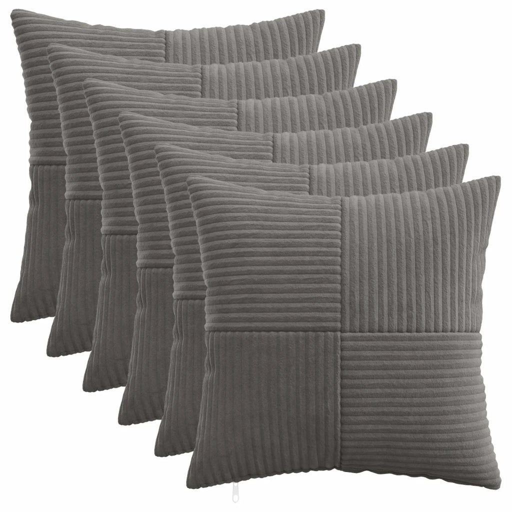 Federa 6 pcs ALMELO Grigio Scuro 50 x 50 cm corduroy 914897
