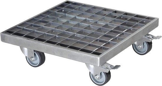Carrello Industriale 29 x 29 x 9,5 cm I Carrello Fiori per Interno + Esterno I Reticolo Acciaio Zinato I 2 Freni I Capacità di Carico 200 kg - 20701501.