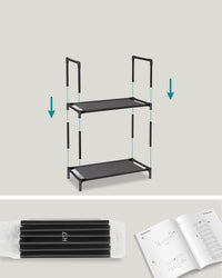 Scarpiera Valora nera in stile loft con 10 ripiani