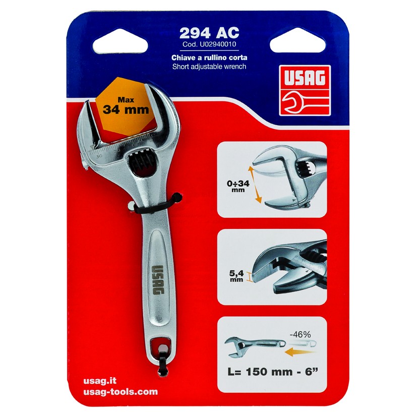 USAG CHIAVE REGOLABILE A RULLINO CORTA U02940010