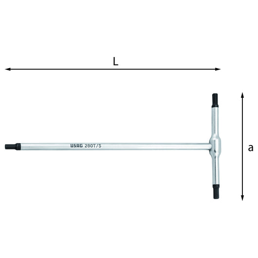 USAG CHIAVI A T CON MASCHIO ESAGONALE 280T D. 5mm U02800136