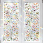 Foglia di vetro statistico adesivo - tendenza privacy - protezione UV - 43 x 100 cm - decorativa farfalla rosa