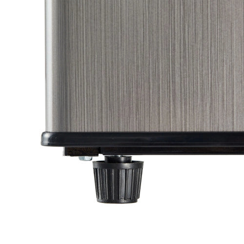 Mini frigorifero; congelatore; volume totale 106L; compartimento frigorifero da 60L; compartimento freezer da 46L; illuminazione LED; mensole regolabili; efficiente energetico; nero+argento