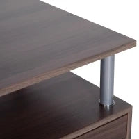Scrivania per Computer Moderna con Cassetti, Ripiani e Tastiera Estraibile, Scrivania da Ufficio per Casa in Legno Marrone 152x60x88cm