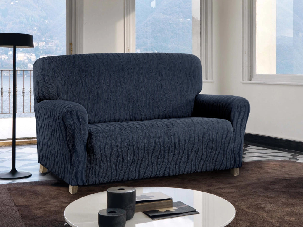 Copridivano Sofà Poltrona Elasticizzato Protezione Macchie Modello Wonderful - 3 Posti - Blu