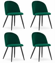 Sedia Valora BELLO in velluto verde con gambe nere, design ergonomico x4
