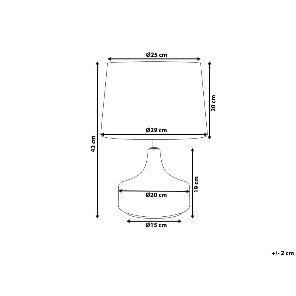 Lampada da Tavolo Turchese e Bianco con Base in Vetro Trasparente Paralume Tamburo in Poliestere Design Moderno