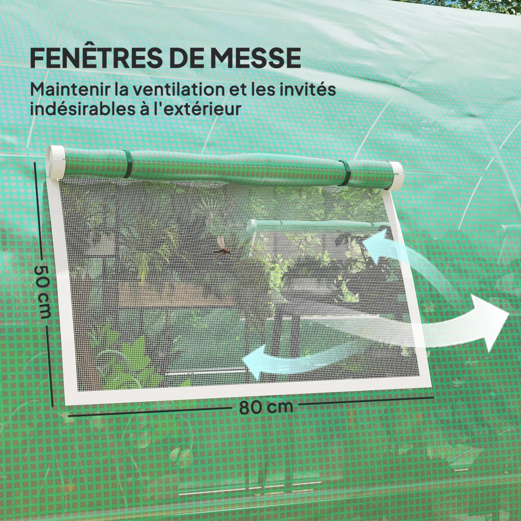 Serra da Giardino Tunnel ¨C zephmum ¨C Verde, Struttura in Ferro Galvanizzato, 8 Finestre, 2 Porte