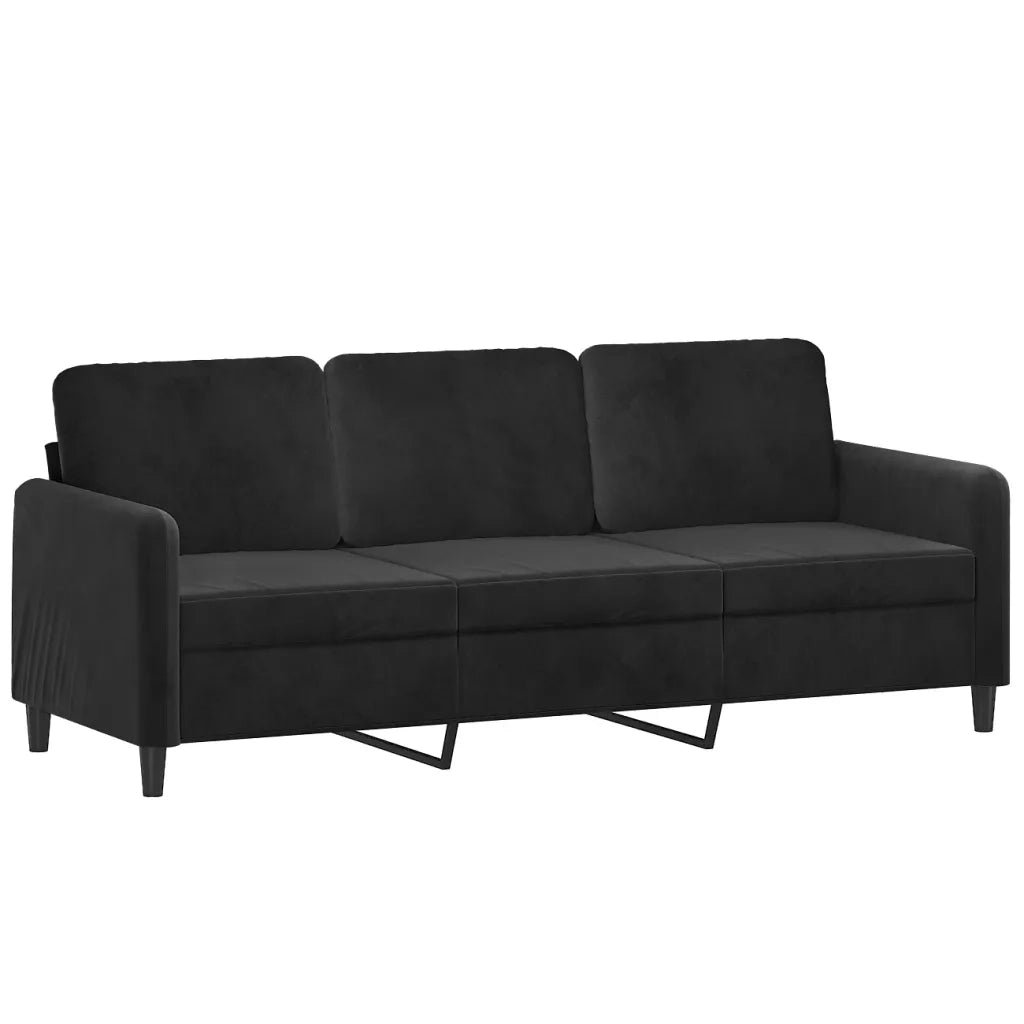 Divano a 3 Posti con Cuscini Nero 180 cm in Velluto 3200896