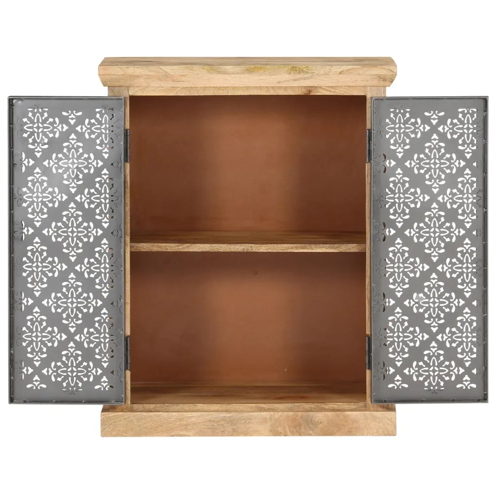 Credenza con Ante in Acciaio 60x35x75 cm in Massello di Mango 289094