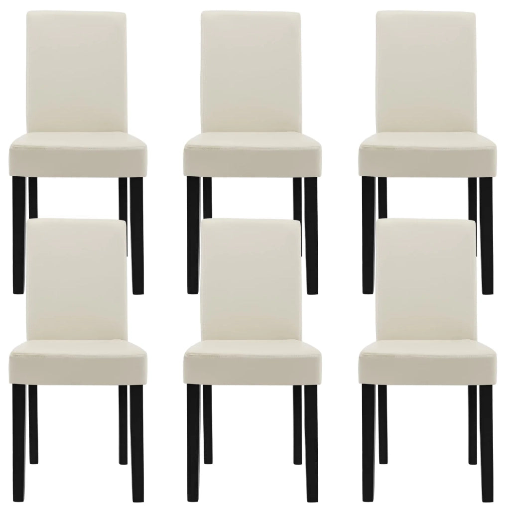 Tavolo da pranzo bianco opaco con 6 sedie panna-pelle sintetica rivestite 140x90 cm 03_0004020