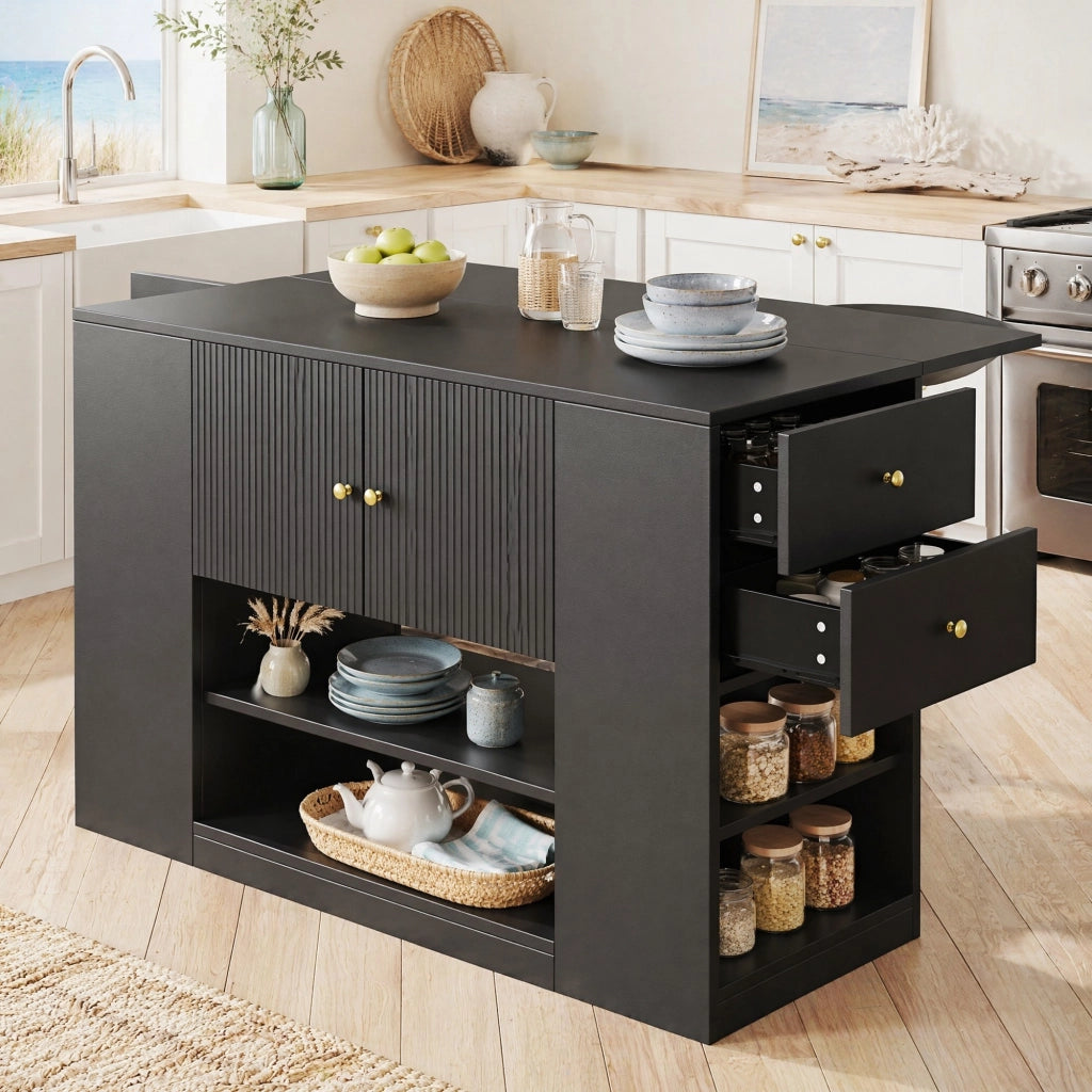 ISOLA CUCINA Pieghevole 140x40x90 cm MDF Nero