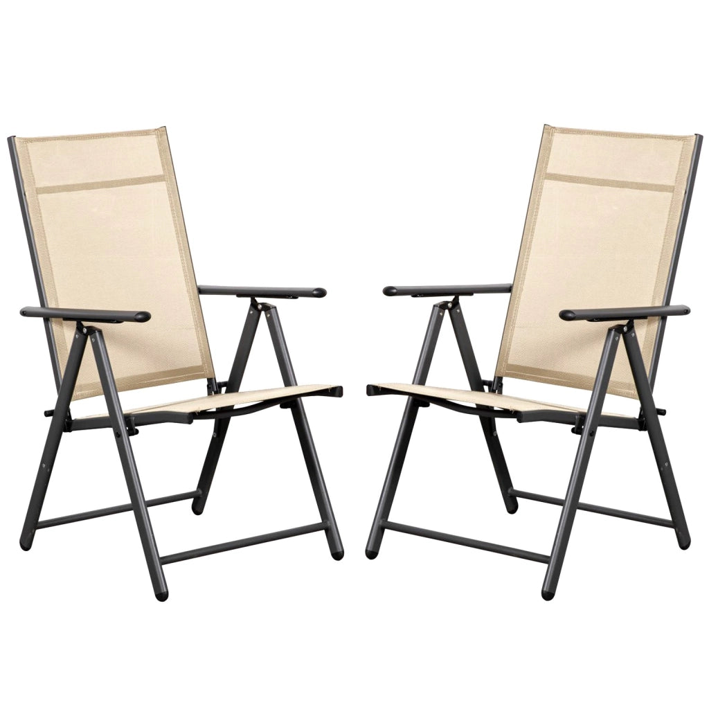 Marvin 2 Sdraio Da Giardino Pieghevoli Sedie Con Schienale Reclinabile Regolabile In 7 Posizioni Esterno Con Bracc Beige