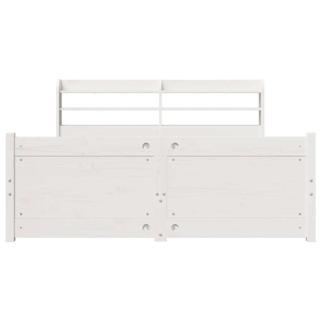 Giroletto con Testiera Bianco 150x200 cm Legno Massello di Pino 3306765