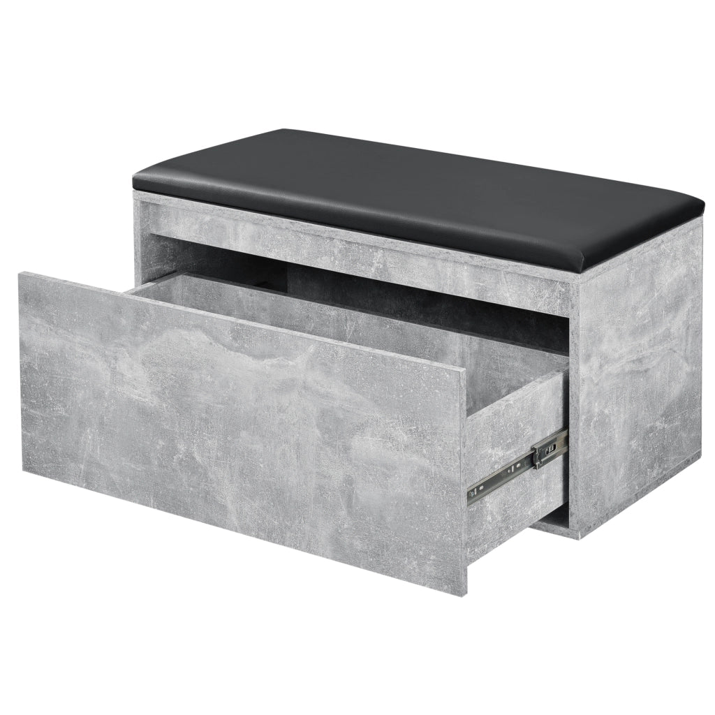 Panchina Portascarpe Degerfors con Cassetto 80x39x45 cm Effetto Cemento / Nero [en.casa]