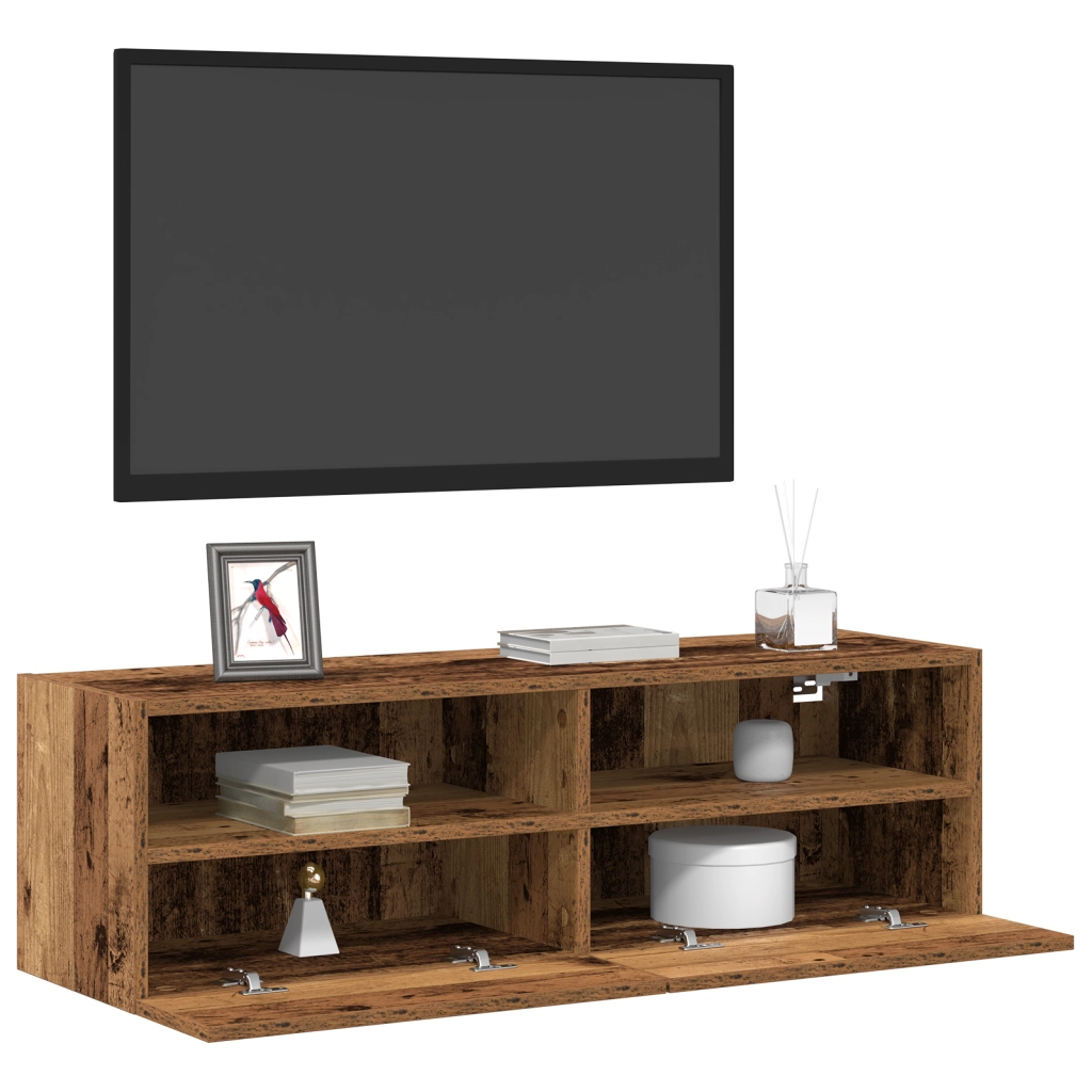 Armadietti da muro per TV 2 pz Legno Vecchio 100x30x30 cm Legno ingegnerizzato