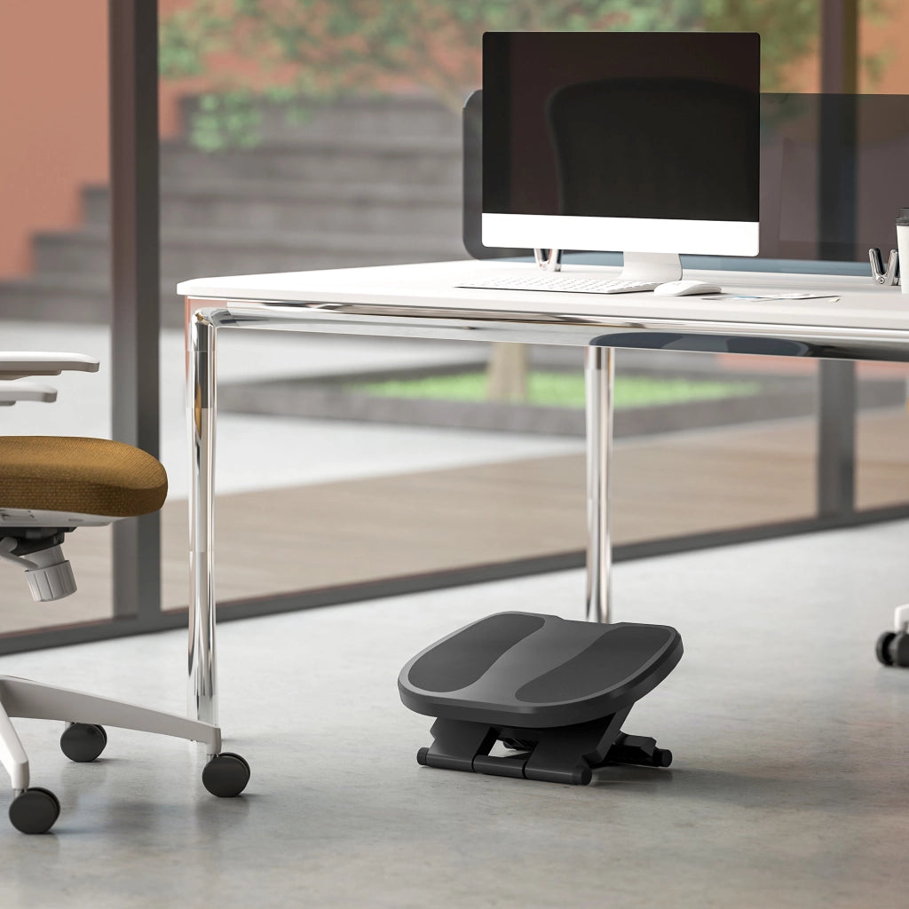 Poggiapiedi da scrivania, regolabile in altezza su 3 livelli, poggiapiedi ergonomico, per casa, ufficio, grigio