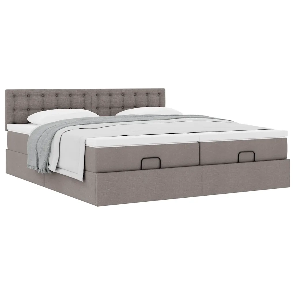 Struttura Letto Pouf con Materassi Tortora 160x200cm in Tessuto 3312033