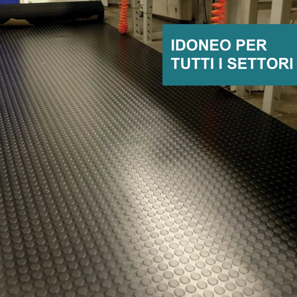 1mt x 20mt Pavimento antiscivolo bolflex bullonato copripavimento bollato in pvc 1,2mm - NERO