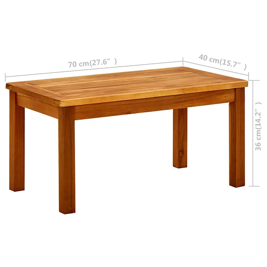 Tavolino da Giardino | Tavolino da esterno 70x40x36 cm in Legno Massello di Acacia