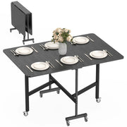 Tavolo Pieghevole per 4-6 Persone con Ribalte e Ruote ¨C zephmum ¨C 120x80x73 cm Nero Effetto Legno
