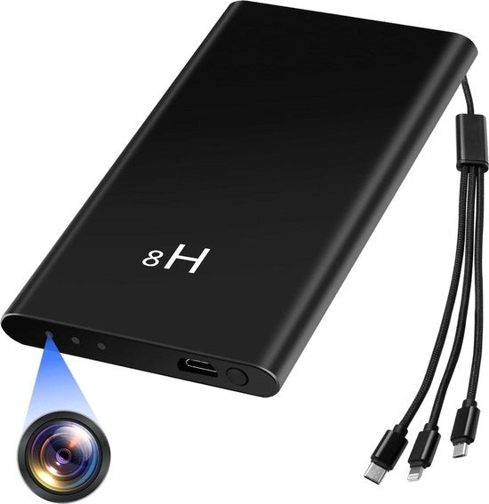 Camera di Spia 1080p HD 5000 mAh powerbank con sensore di caduta piccola camera con visione notturna per ricaricare dispositivi mobili 3-in-1 cavo di ricarica