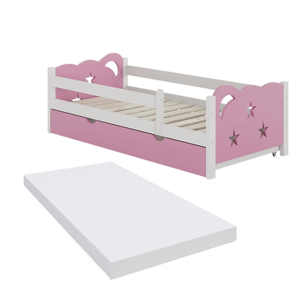 Vitalispa Letto per bambini Rosa/bianco 80x160 cm con cassetto e materasso