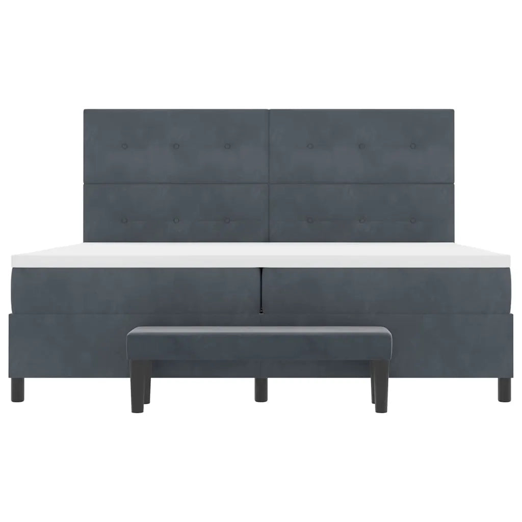 Letto a molle con materasso Grigio scuro 200 x 200 cm Velluto