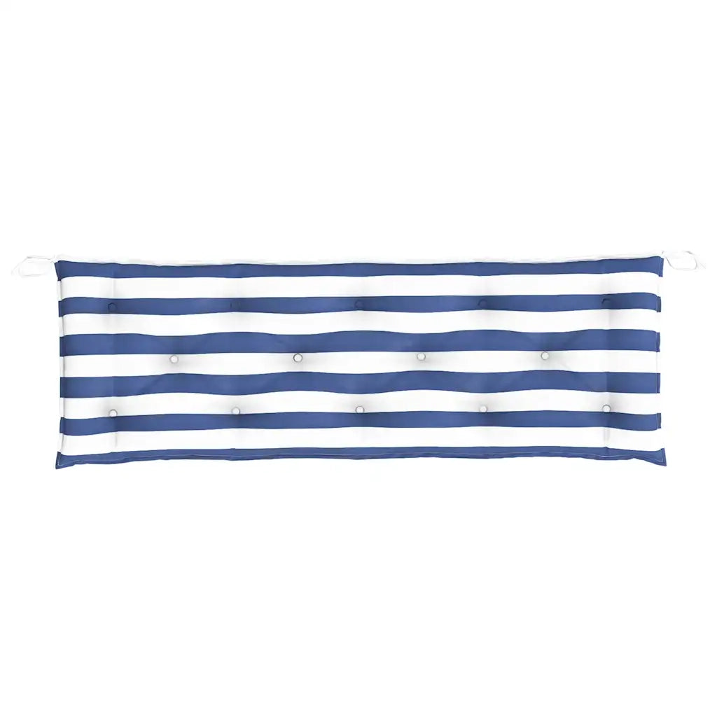Cuscini Panca Giardino 2pz-Cuscini per panchina da esterno Righe Bianche Blu 150x50x7cm Tessuto