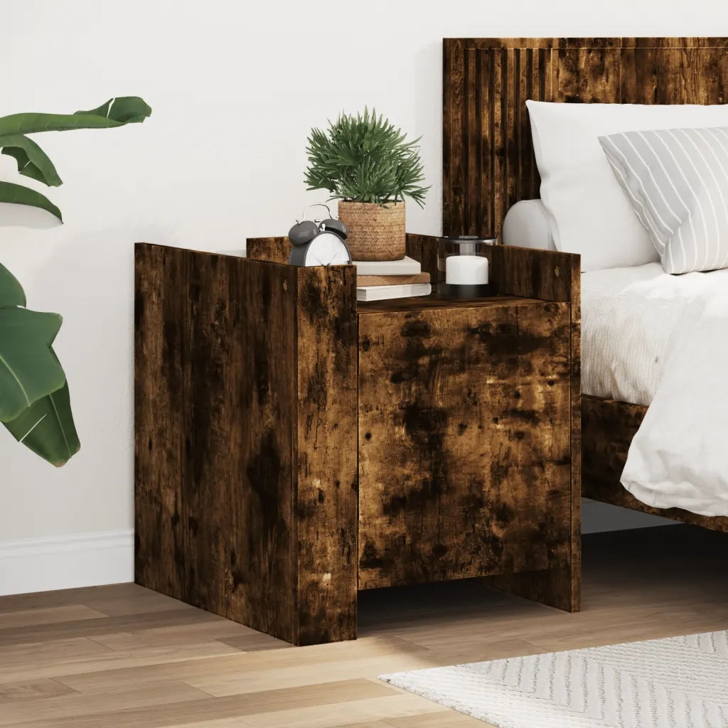Comodino-Tavolino da notte Rovere Fumo 45x50x50 cm in Truciolato 720724