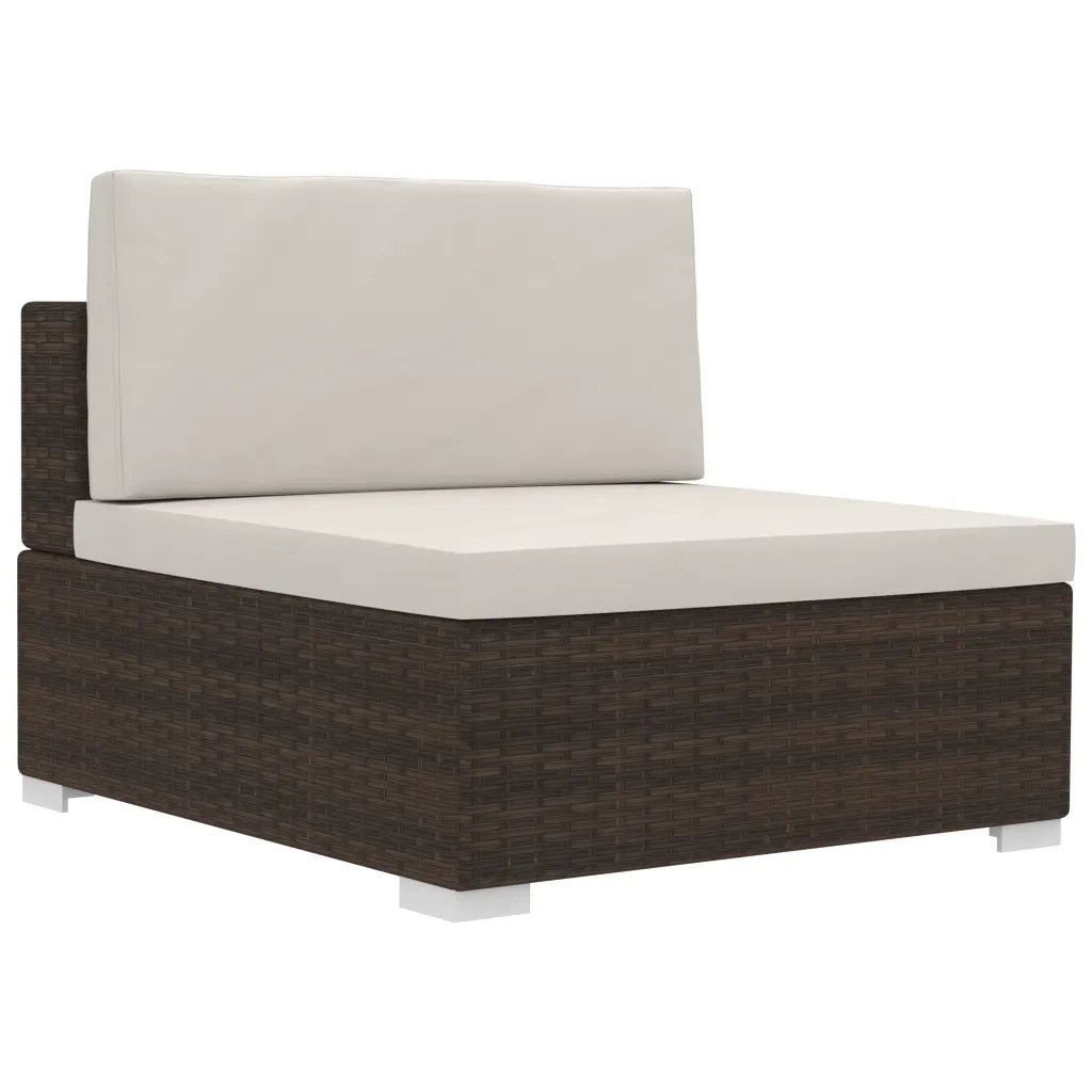 Set Divani da Giardino 3 pz | Set Salotto da Giardino con Cuscini in Polyrattan Marrone