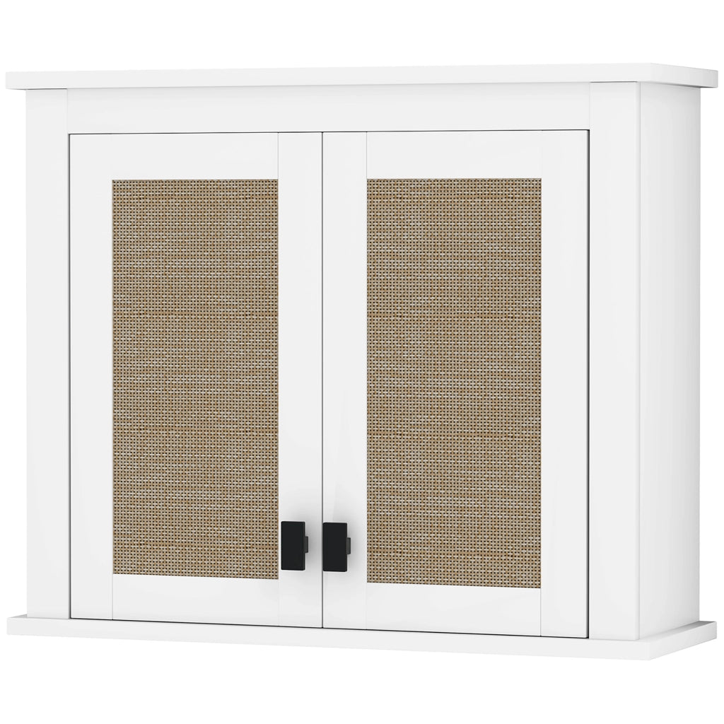 Pensile Bagno Sospeso ¨C Xylo ¨C Bianco 2 Ante Rat¨¢n 60x19,5x49,4 cm