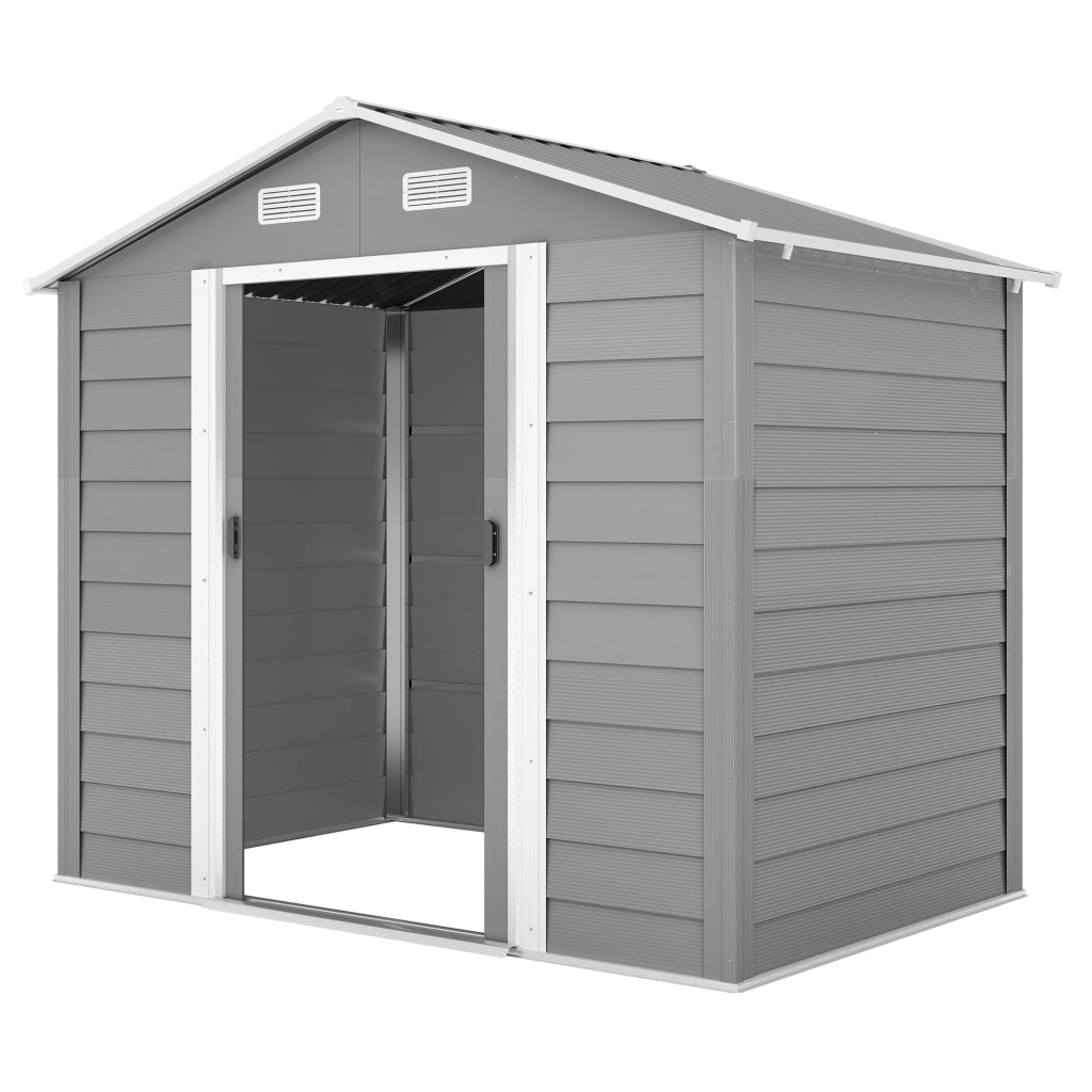 Casetta per Attrezzi con Porte Scorrevoli ¨C Zephmum ¨C Grigio Chiaro 196x236x208 cm