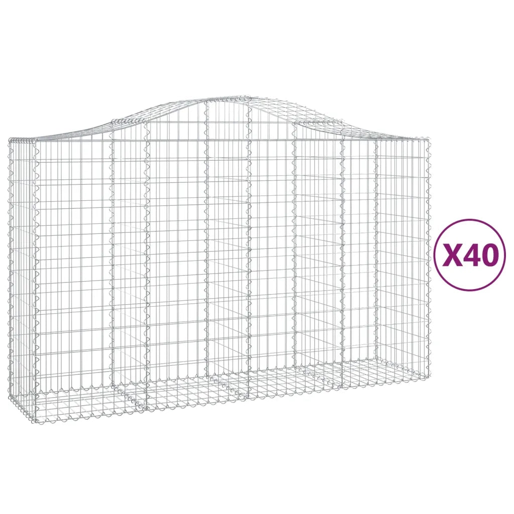 Cesti Gabbioni ad Arco 40 pz 200x50x120/140 cm Ferro Zincato 3145679