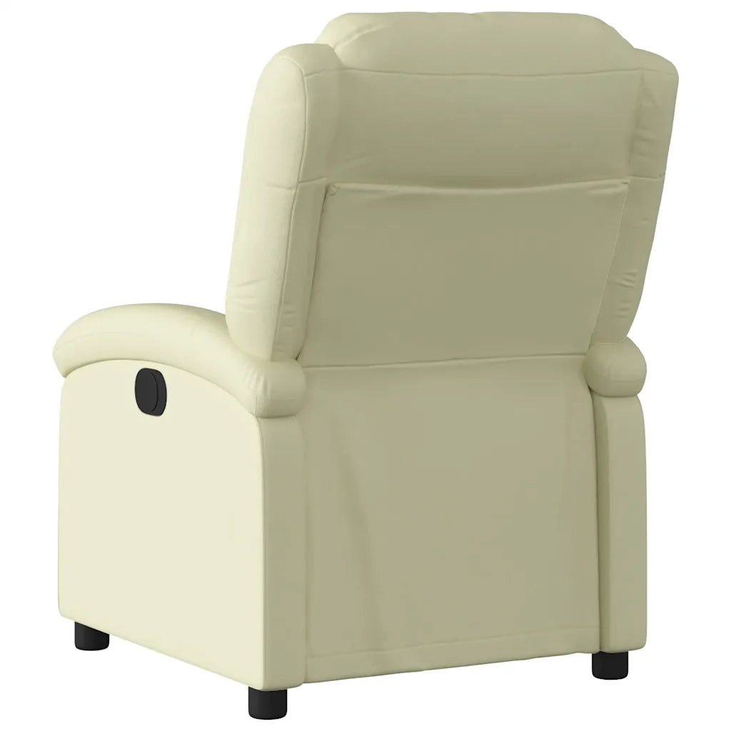 Poltrona Reclinabile Elettrica Crema in Vera Pelle