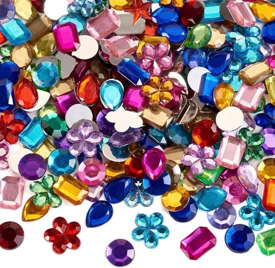 600 pezzi di Strass Acril Cabochon Piatte Ronde Drizzle Quadrato Fiore Strass per Decorazione Hobby Artigianato