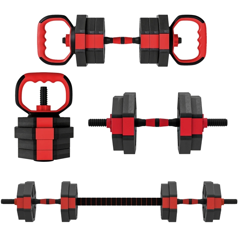 Set di manubri 4 in 1: manubri e bilancieri regolabili da 15 kg per l'allenamento di forza a casa