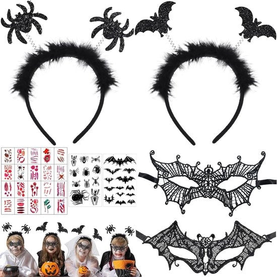 Accessori per costume Halloween 

  - Oogmasker veltro e ragno
  - Sticker per tatuaggio labbra
  - Maschera di taglio