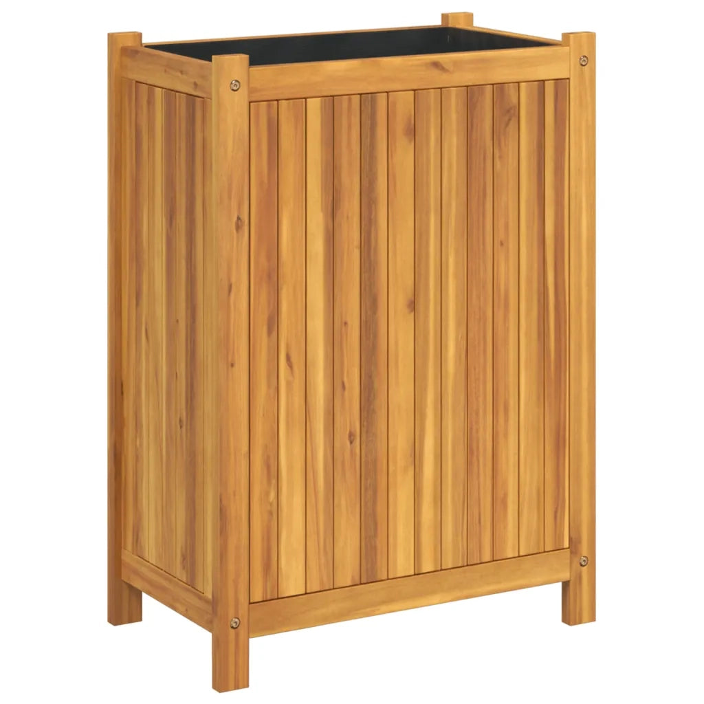 Fioriera | Cassetta per fiori | Vaso Giardino con Rivestimento 54x31x75 cm Massello Acacia