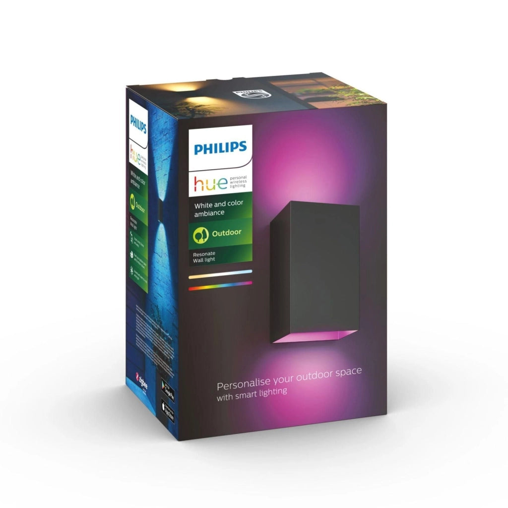 Philips Hue 915005842901 Resonate Lampada da Parete LED Smart con Doppia Illuminazione Sopra e Sotto 15 8 W IP44 colore Nero