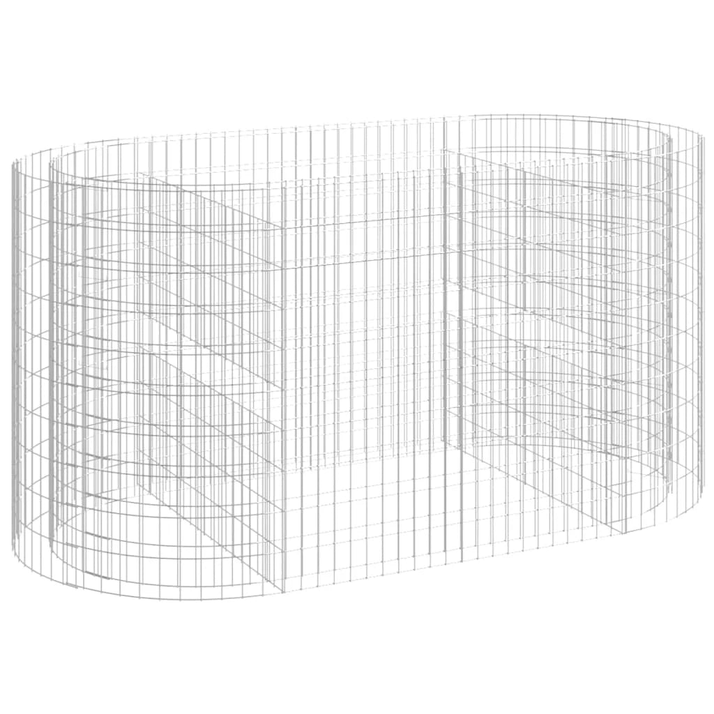 Aiuola rialzata in gabbione di ferro zincato 200 x 100 x 100 cm Argento 02_0039908
