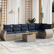 Set Divani da Giardino 7 pz con Cuscini Grigio in Polyrattan 3225018