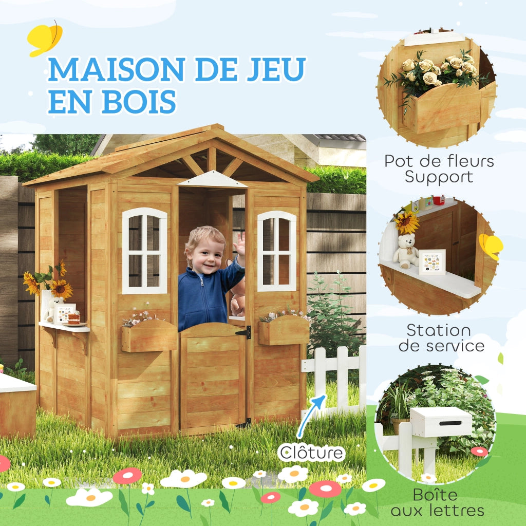 Casetta gioco bambini legno giardino ¨C Xylo ¨C finestre porta panchina cassetta lettere 3-6 anni