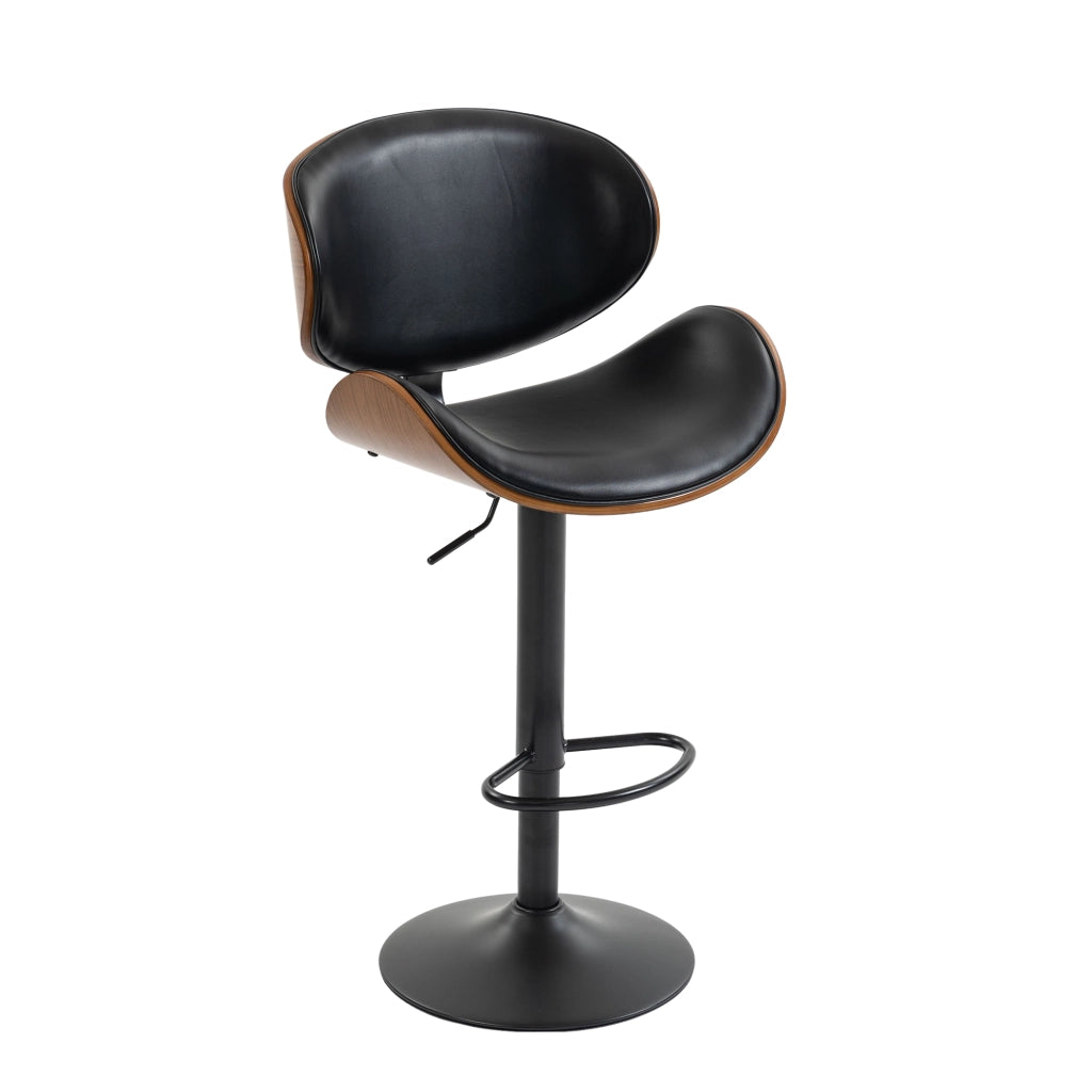 Sgabello da bar girevole regolabile in altezza con schienale ergonomico e poggiapiedi in pu nero