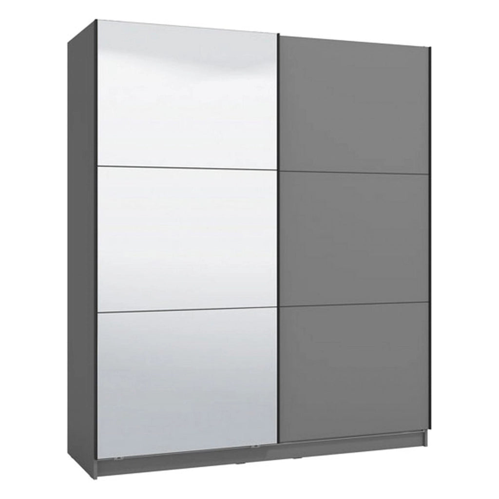 Armadio Camera da Letto Verzino, Guardaroba Grande 5 Ripiani, 179x210h cm Nero Antracite
