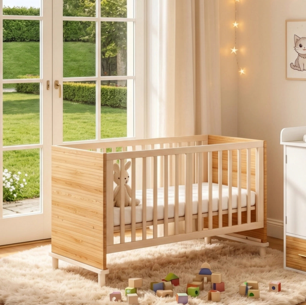 Lettino per bambini in legno con rete regolabile a 5 altezze