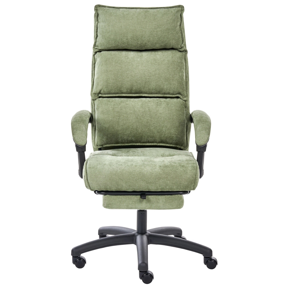 Sedia da ufficio professionale girevole Rivestimento in ciniglia con poggiapiedi Schienale inclinabile verde