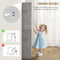 Scarpiera Salvaspazio Moderna 62,5x26x156 cm a 4 Ante per 16 Paia di Scarpe Grigio Cemento