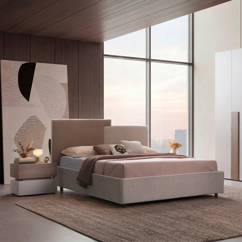 Camera da Letto Malena con Letto Contenitore e Armadio 6 Ante Grigio Chiaro e Vanguard