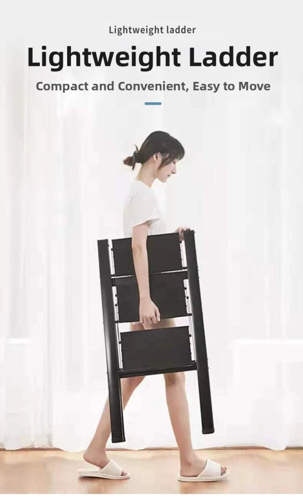 Scala a 3 gradini, sgabello pieghevole, gradini antiscivolo pi¨´ larghi e migliorati, scala portatile e leggera per casa e cucina, supporta fino a 150